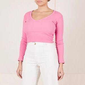 SELL OR TRADE! Big Bud Press Long Sleeve V-Neck T in Bubblegum Pink